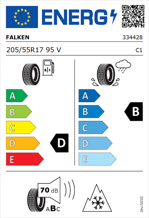 Tyre Label for Falken Euroall Season AS210 205/55R17 95V