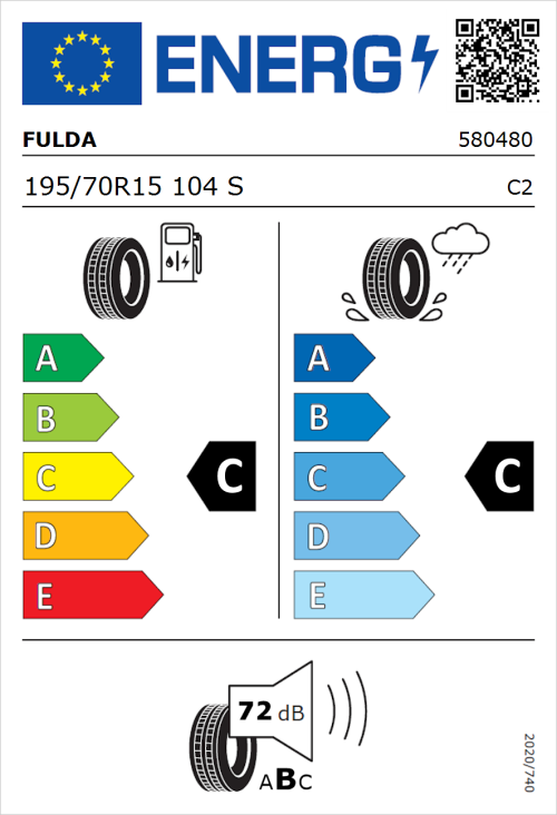 Tyre Label for Fulda Conveo Tour 2 195/70R15 104S